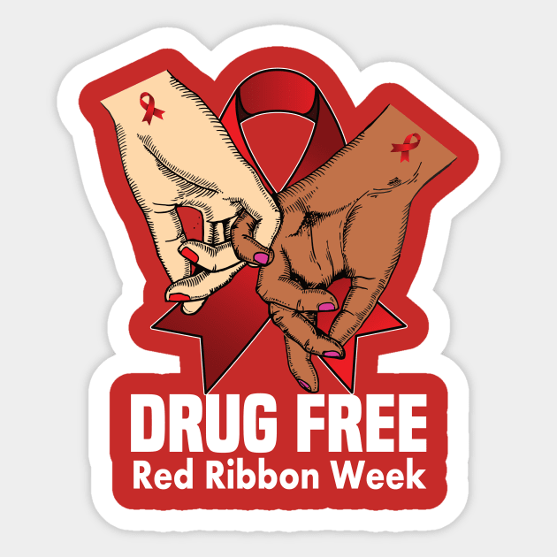 Drug free red ribbon week.. red ribbon gift Sticker by DODG99